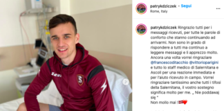 Salernitana: Dziczek dimesso in mattinata, rientrerà in città per ulteriori controlli