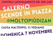 A Salerno la mobilitazione arcobaleno dopo l’affossamento del Ddl Zan